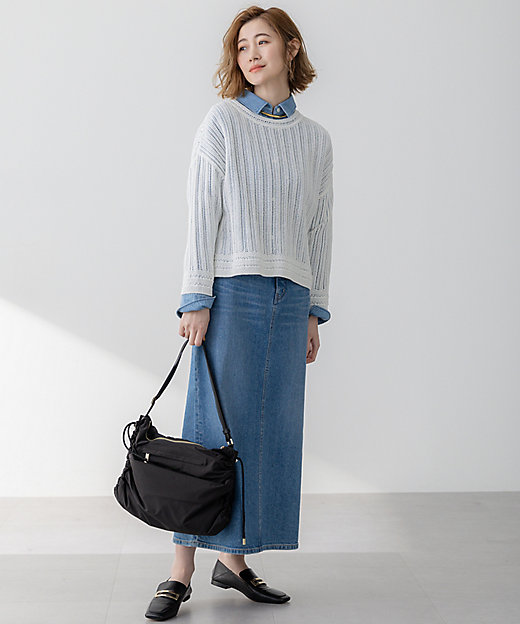 洗える】コットンギマ ストライプ ニット（KRWOGM0354