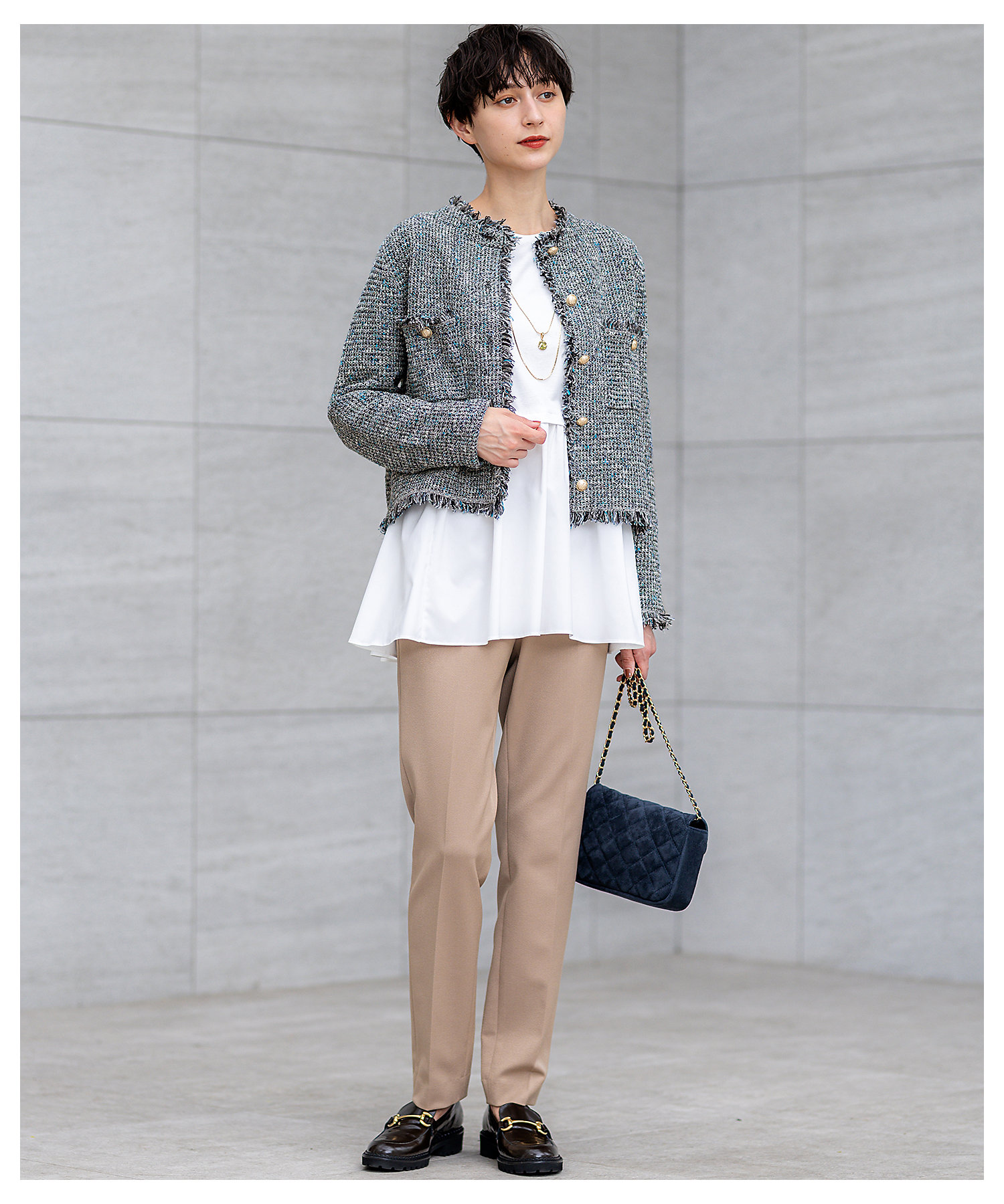 見上愛さん着用／新色追加／GLOW掲載】ツイード ニット ジャケット