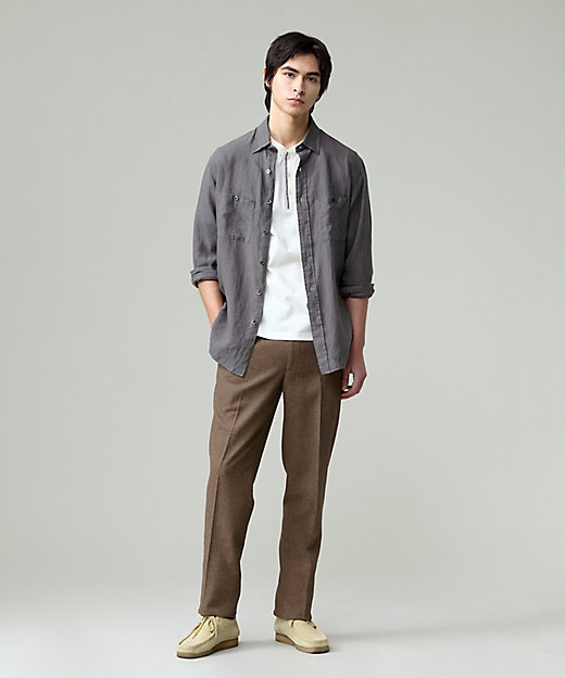 ウォッシャブル可】コンフォートストレッチリネン スラックス