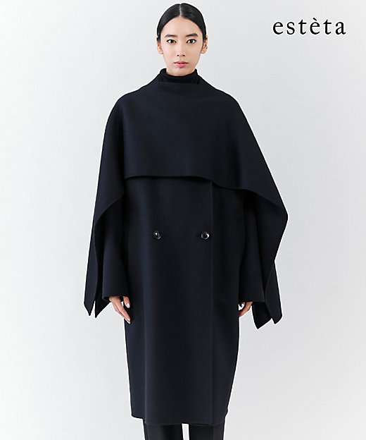 エステータ】ウールリバー ケープ付き コート（SCH6GW0942