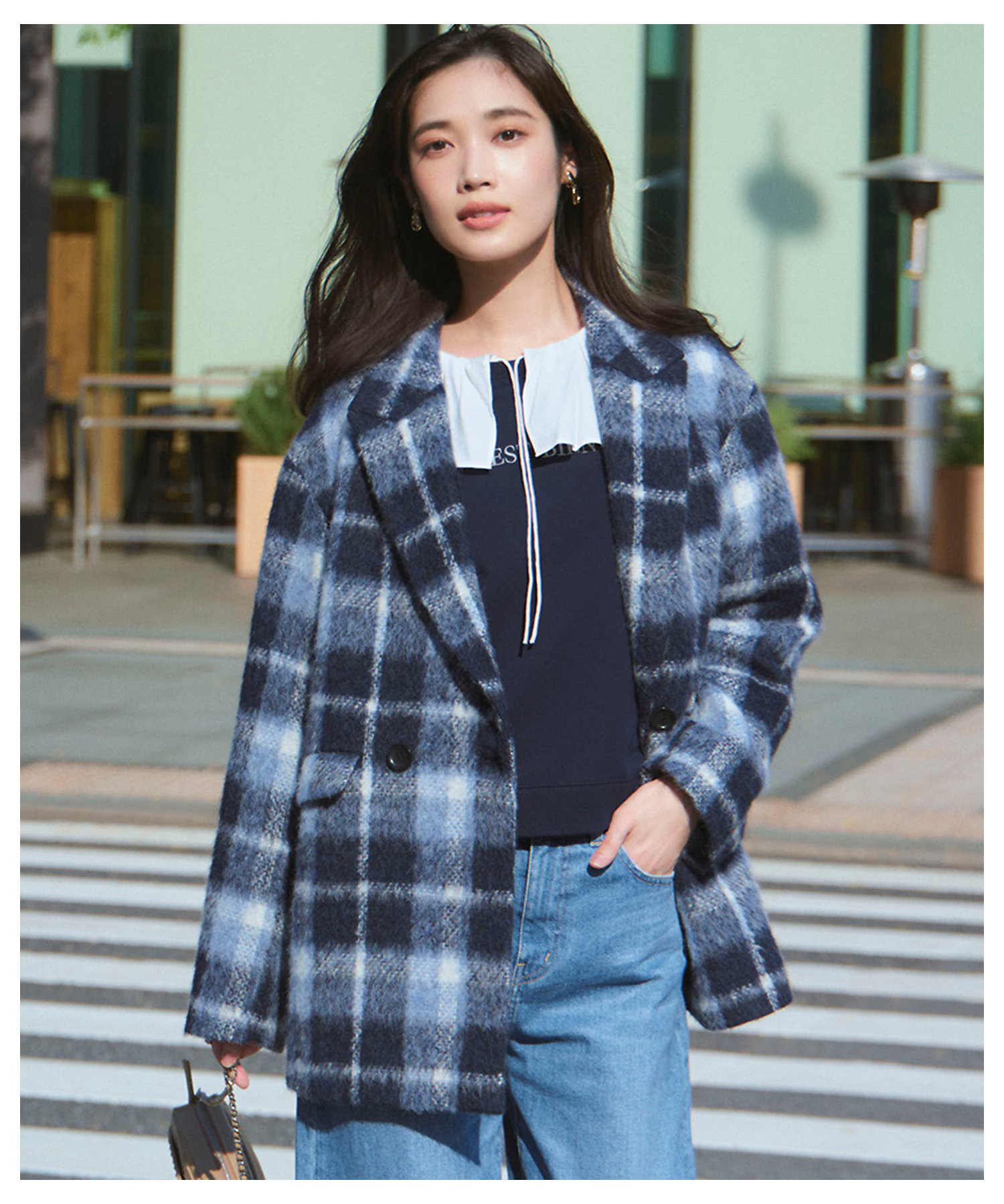 一部店舗限定】アルパカシャギーチェック コート