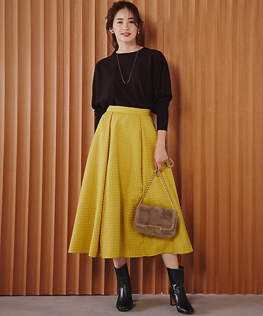 洗える】プレザンスジャカード タックスカート（SKWOCW0314