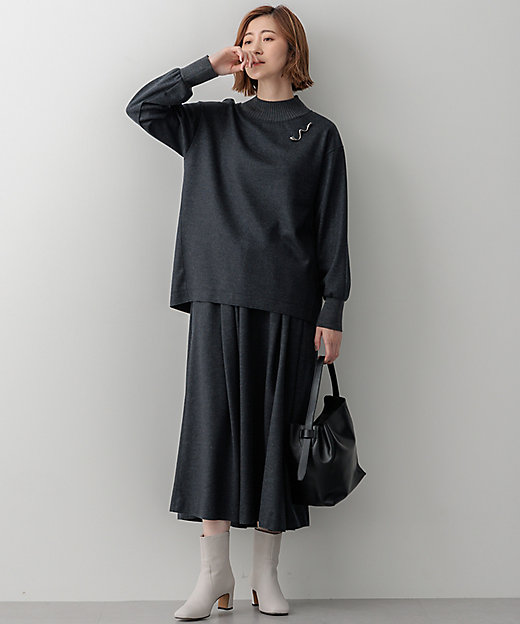洗える】ウールミルドジャージー タック スカート