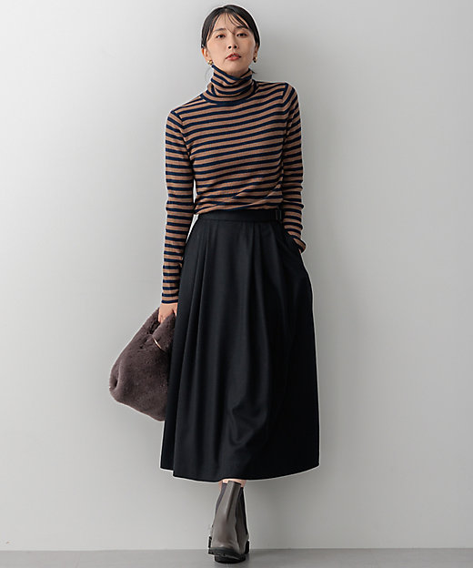 洗える】ウールミルドジャージー タック スカート