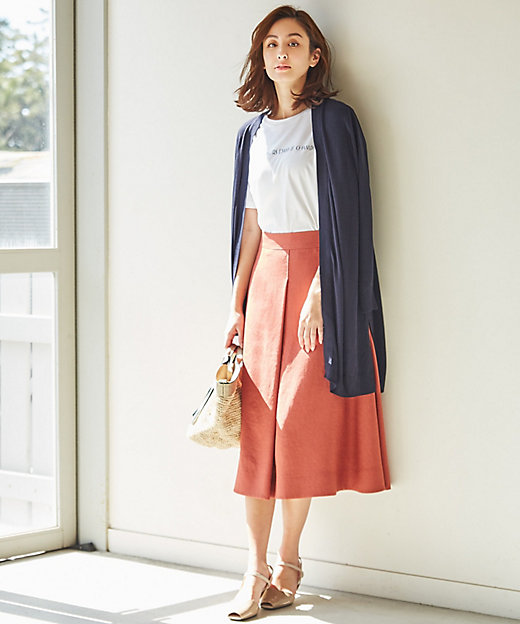 リネンライクストレッチ フレアスカート （検索番号H46