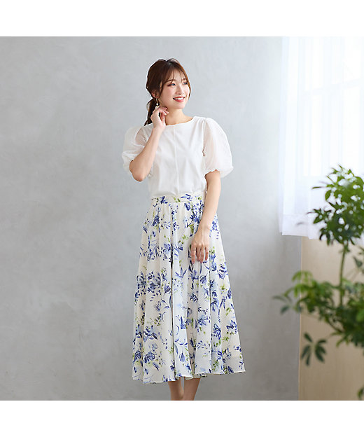 セットアップ対応】フラワープリントフレアスカート（51044501