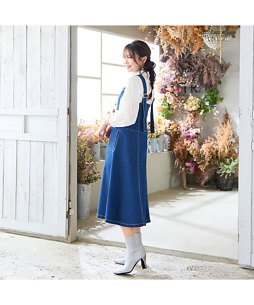 伸縮性◎】フレアデニムジャンパースカート（51015509