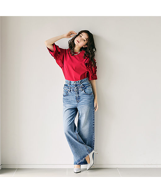 ダブルベルトデニム（83055501） | Rose Tiara (Women/大きい