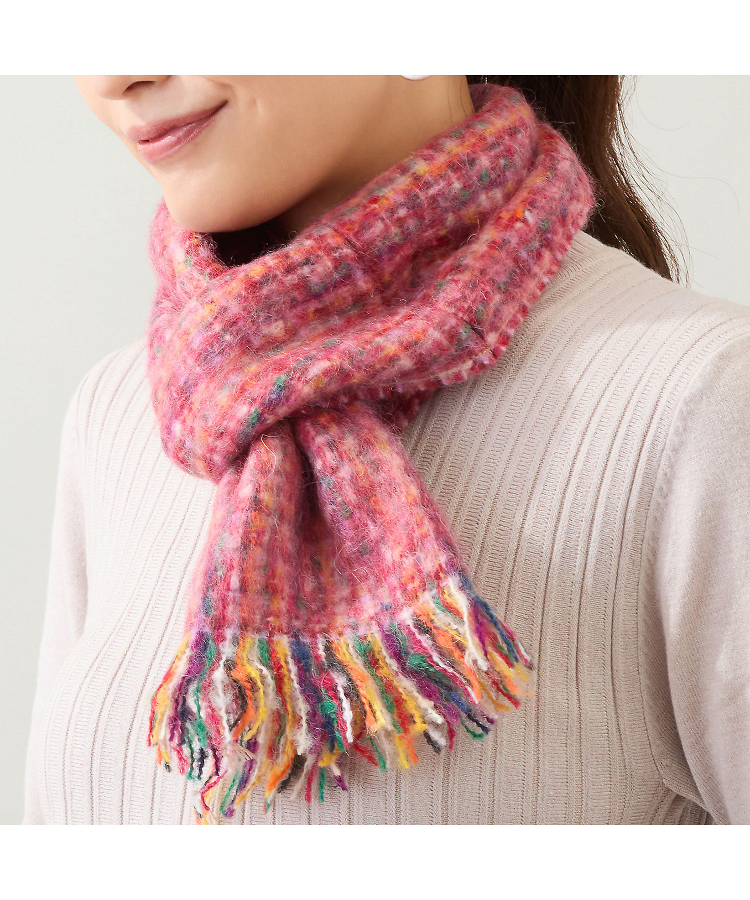 フランス製・洗える】カラーミックスマフラー（12166501