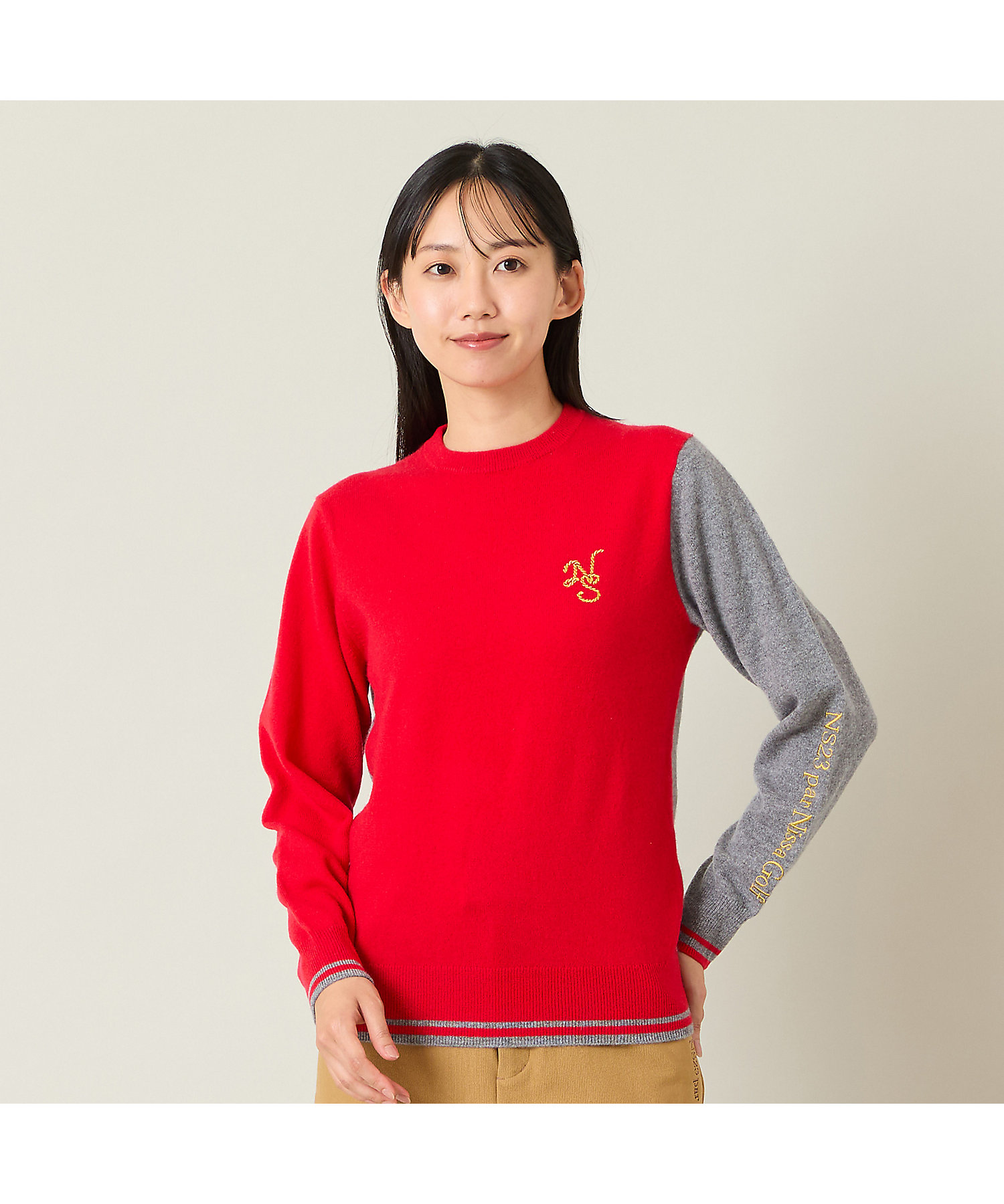 本間ゴルフ 刺繍 カシミヤ100％ 長袖 ニット セーター カシミヤ100