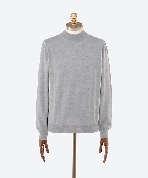 メリノウール モックネックセーター 12G GR25F／55108