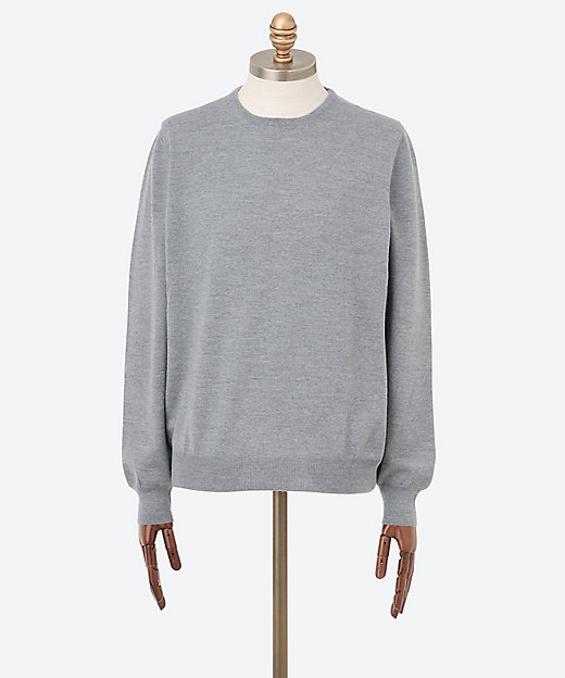 メリノウール クルーネックセーター 12G GR25F／55167