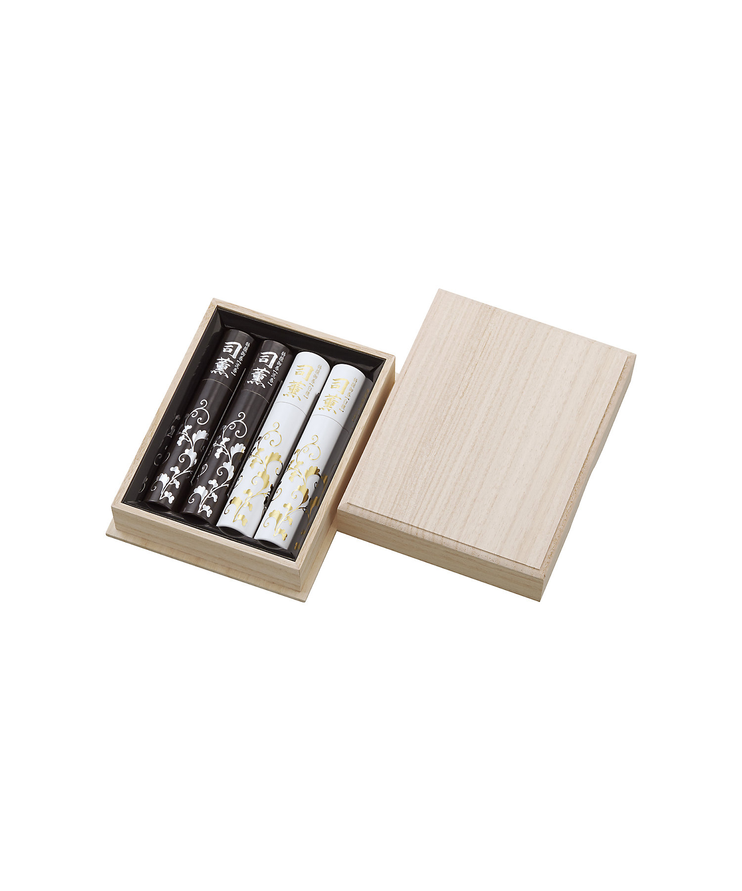 線香 司薫 進物 二種香（白檀・沈香） 桐箱4筒入 | 日本香堂/ニッポン