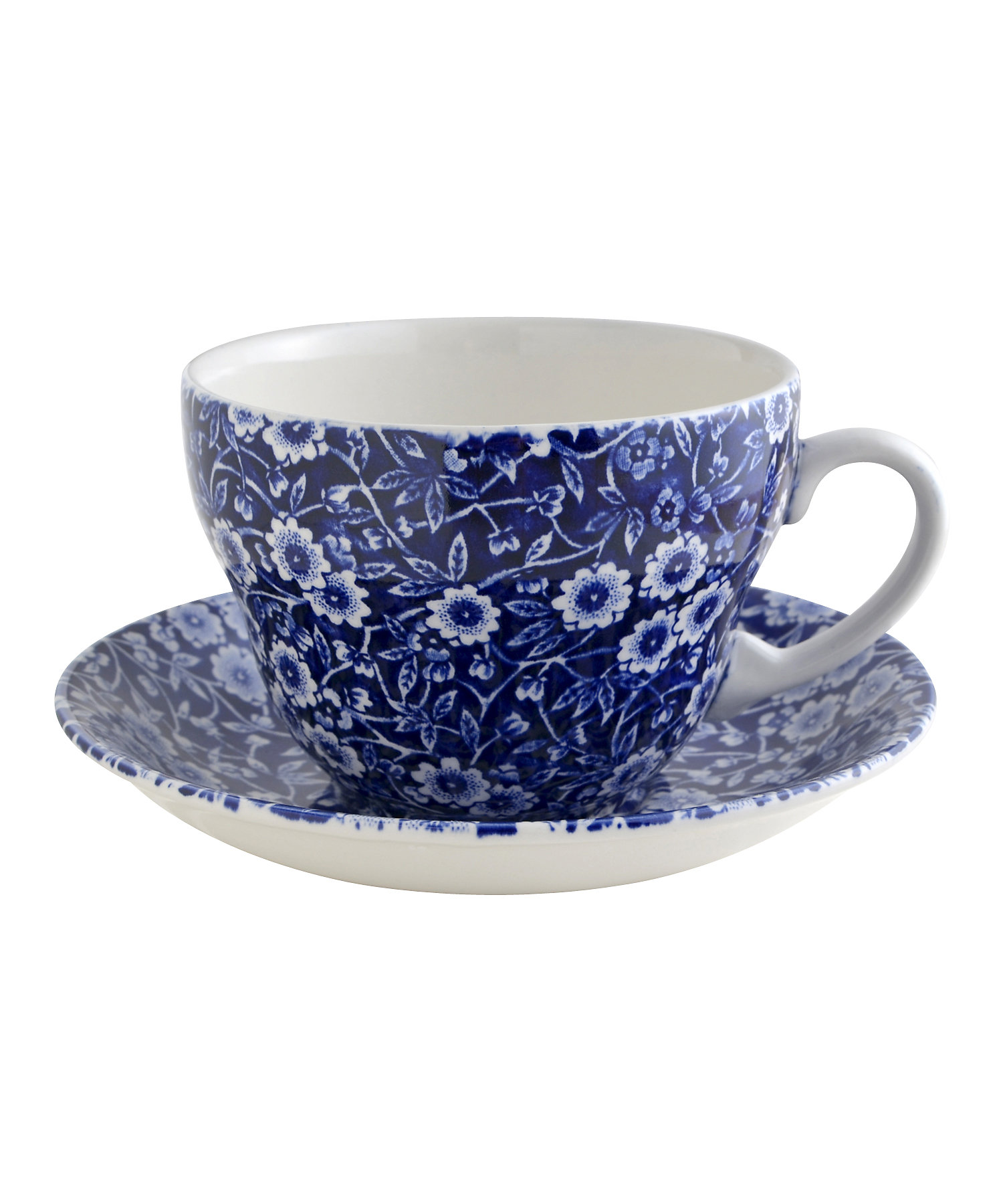 ☆ブルーキャリコ ブレックファースト カップ＆ソーサー［箱入り