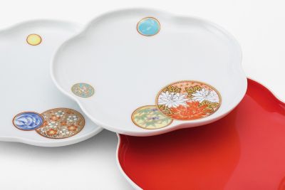 寿赤絵 トリプレット緋 AKE 皿セット | 深川製磁/フカガワセイジ