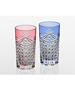 江戸切子 ペアロックグラス＜幕襞に四角籠目＞ | KAGAMI/カガミ | 三越