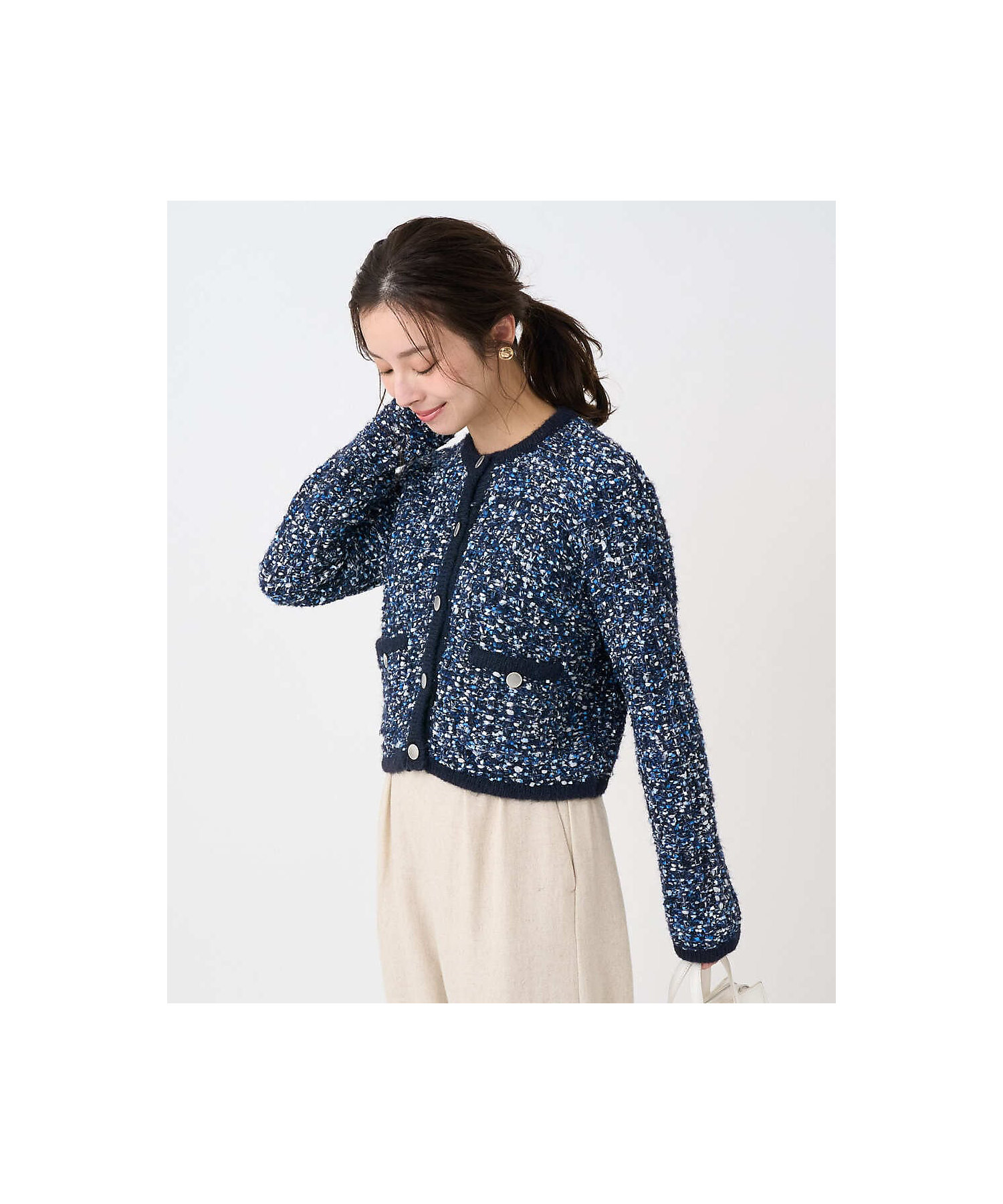 小さいサイズ】ツイードニットジャケット／洗える | MK MICHEL KLEIN