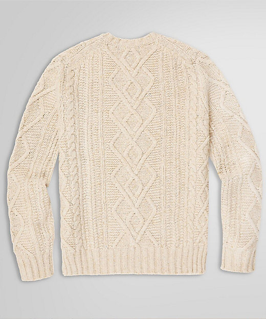 メリノウール ドネガル アランケーブル クルーネックセーター | Brooks