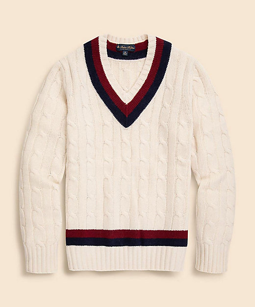 ウール ケーブル Vネックテニスセーター | Brooks Brothers
