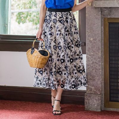 チュールフラワー刺繍スカート | Viaggio Blu (Women)/ビアッジョ