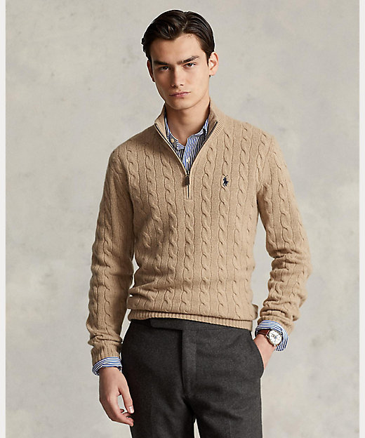 ケーブルニット ウールカシミヤ セーター