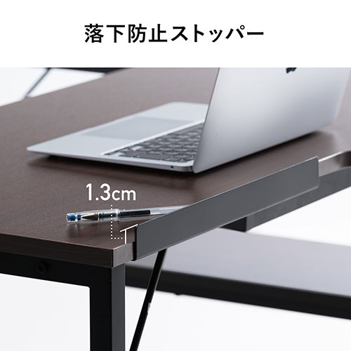 収納ラック付き L字デスク 幅120cm 奥行50cm 木目調 ダークブラウン