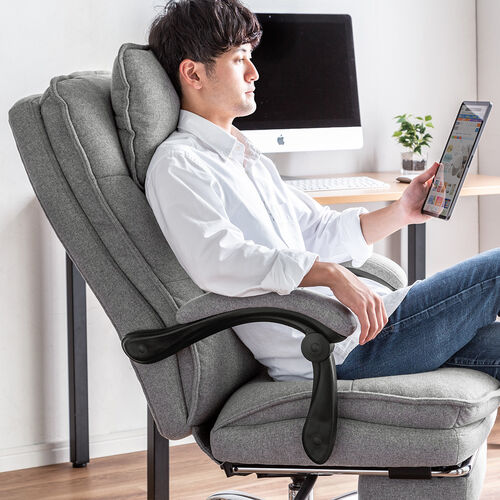 アウトレット】リクライニングチェア オットマン内蔵 布 ファブリック