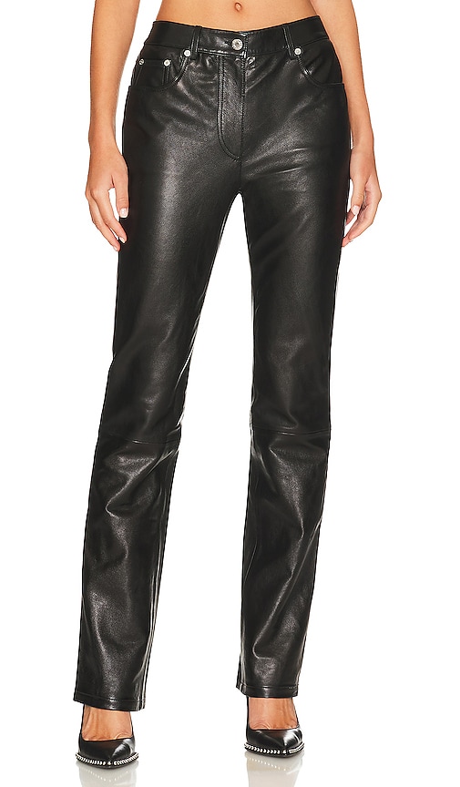 Helmut Lang 5 Pocket Leather Pant in Black | REVOLVE