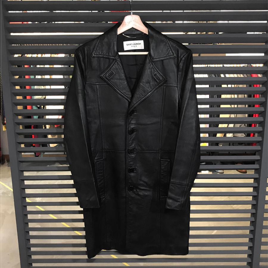 SAINT LAURENT 【超美品】 サンローラン レザー チェスターコート
