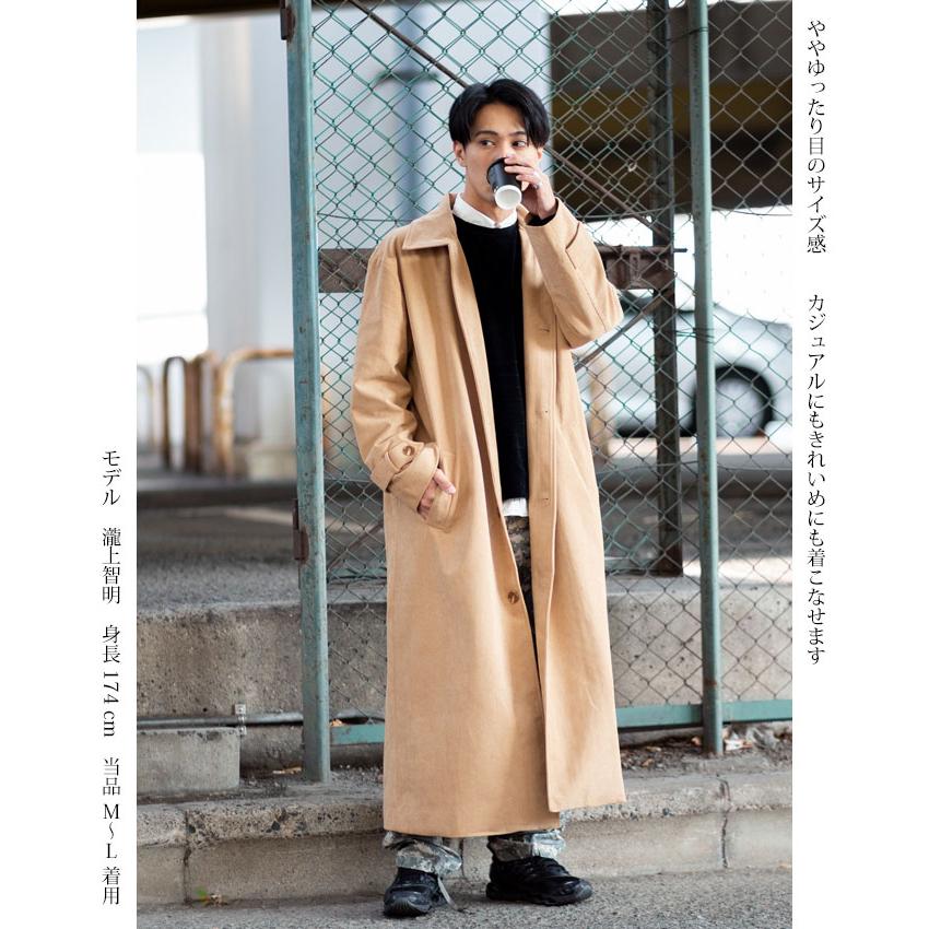 メンズ ロング コート シングル コーデュロイ オーバーシルエット