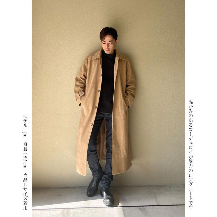 メンズ ロング コート シングル コーデュロイ オーバーシルエット