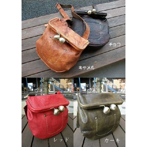 大人・渋カワ・がま口バッグ】BROOM 馬革ヌメ口折れがま口ショルダー