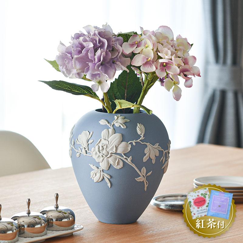 紅茶セット付き】 ウェッジウッド ベース 18cm ジャスパーウェア