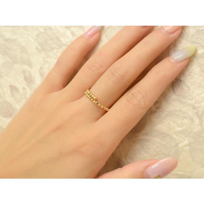 リング 18金 フリーサイズ レディース 指輪 ミラーボール K18 18k