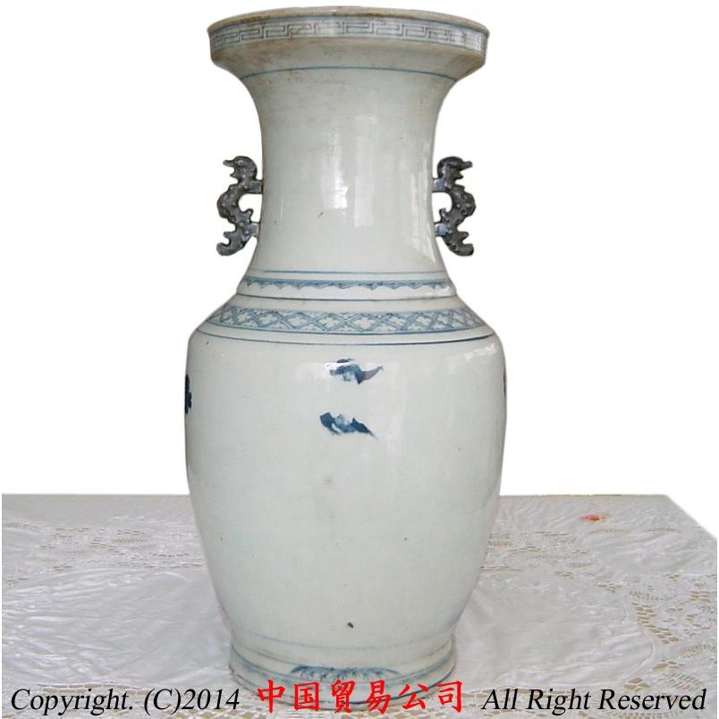 景徳鎮花瓶 清朝道光 青花八仙紋双耳瓶 : 中国貿易公司ctcオンライン