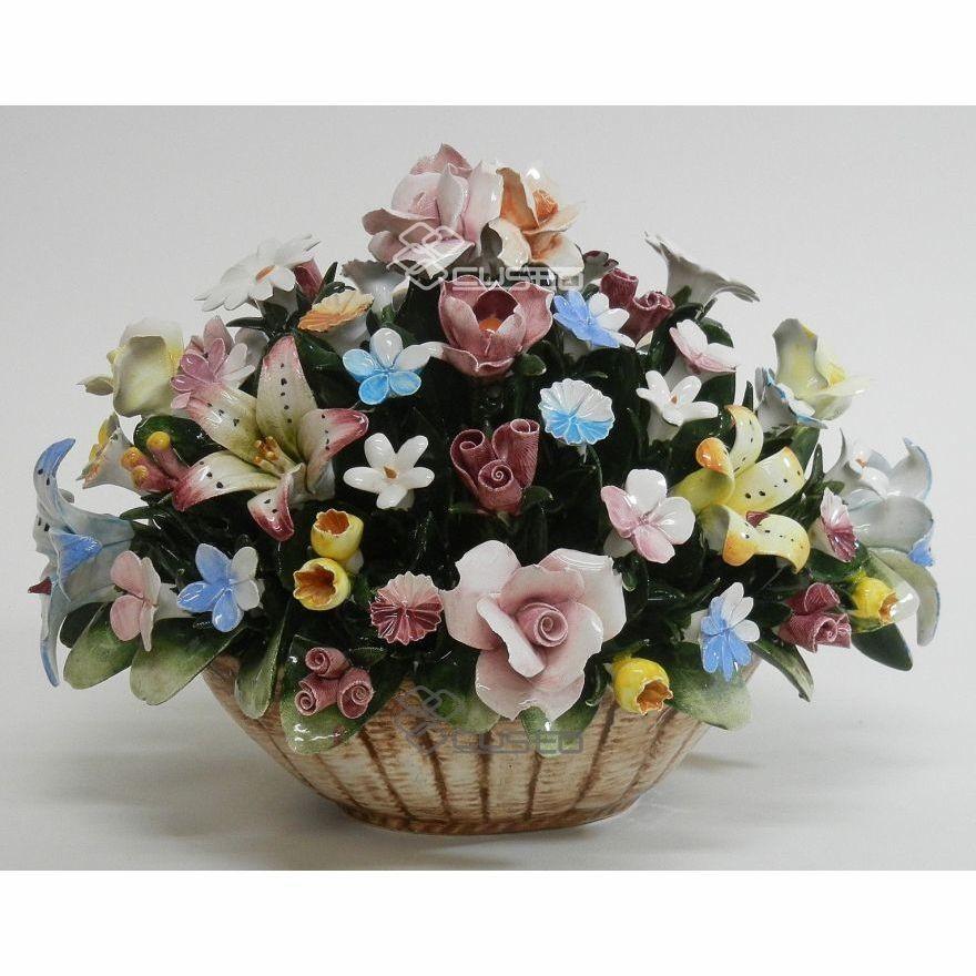 陶器 陶花 大小の様々な花 インテリア イタリア置物 イタリア雑貨