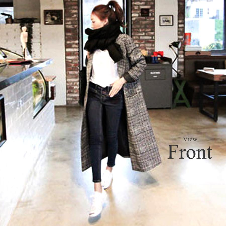 グレンチェック ロング 千鳥柄ロングコート 大きいサイズ チェック柄