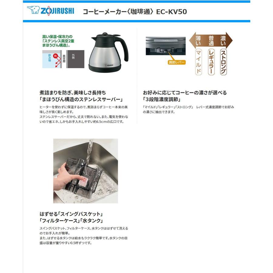 珈琲通 象印マホービン コーヒーメーカー EC-KV50-RA ステンレス