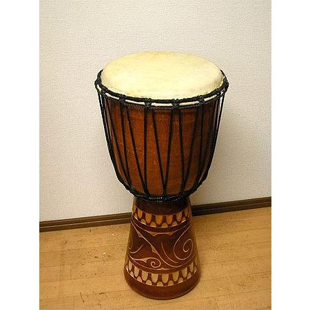 ジャンベ 太鼓 H.60cm 手彫り模様 ブラウン アジアン雑貨 バリ雑貨