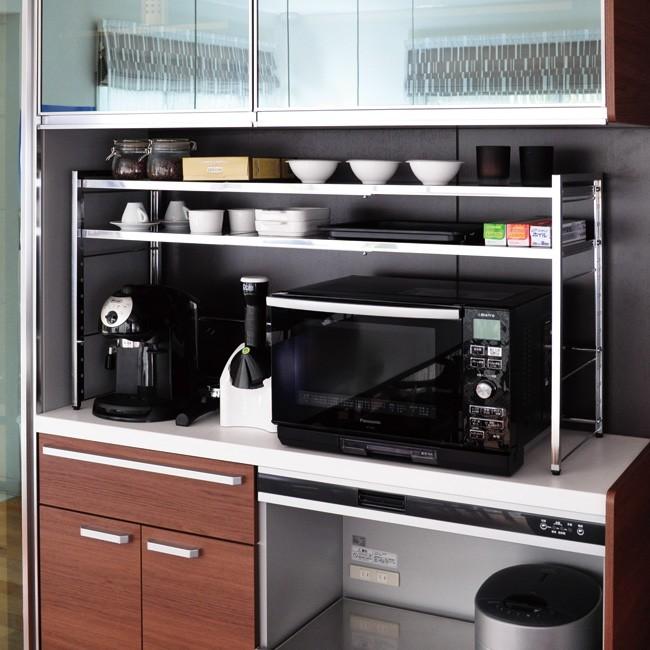 足立製作所 レンジ上ラック レンジラック 伸縮式 収納 電子レンジ 幅