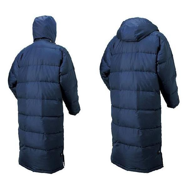 美品 プーマ ロング ダウンコート XLサイズ フード付 ネイビー 防風