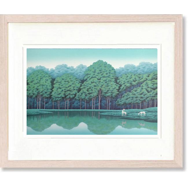 絵画 国武久巳・蒼い湖畔 アート インテリア 風景画 : 絵画生活 - 通販