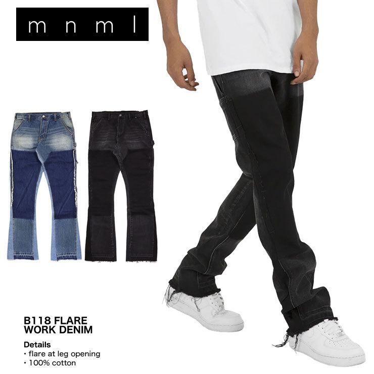 mnml（ミニマル） フレアパンツ フレアデニム デニムパンツ ワーク