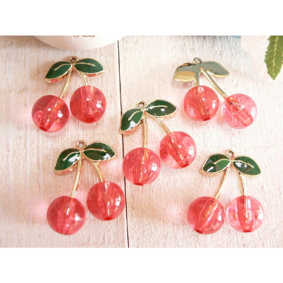 チャーム サクランボ 4個入 さくらんぼ チェリー 手芸 パーツ