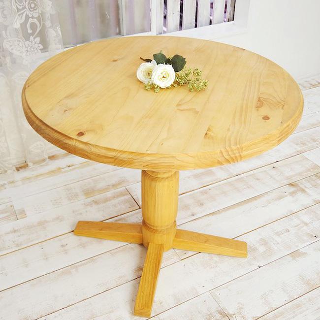 無垢ラウンドテーブル 丸型 1本脚テーブル パインダイニングテーブル