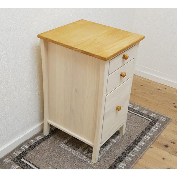 白いカントリーパインサイドチェストF-03 バレンシア 木製取っ手白い