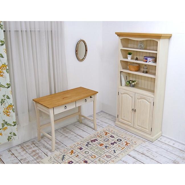 フレンチカントリーパインデスク-バレンシア リング取っ手 単品 白い