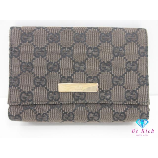 GG グッチ GUCCI ポーチ 039.1105.1705 キャンバス レザー ブラウン