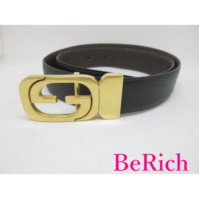 GUCCI（グッチ） レディース ベルト 165646 GG ゴールド バックル 黒
