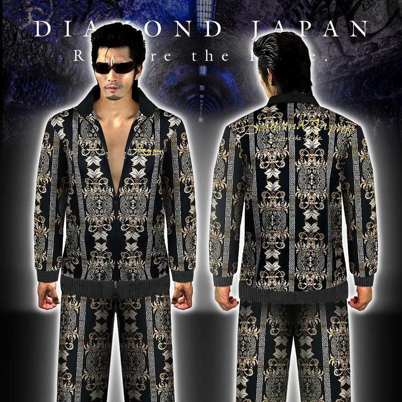 ダマスク総柄 黒 金 長袖 セットアップ ジャージ 服 DIAMOND JAPAN dj